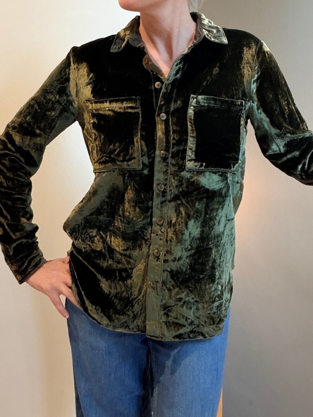 Pilcro The Hadley Velvet Relaxed Buttondown Shirt